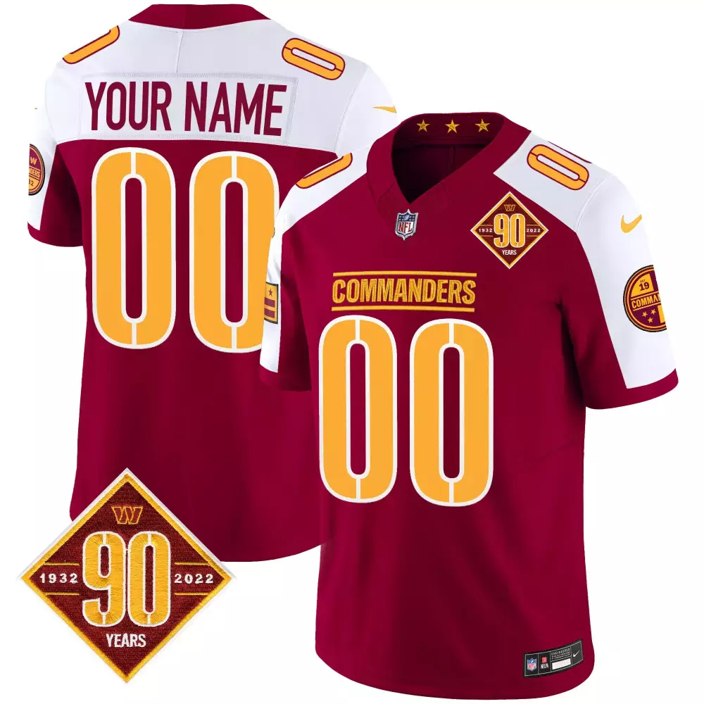 Washington Commanders Burgundy Alternate Washington DC Map Patch Custom Jersey | Stitched Fan Gear | For Men, Women & Youth