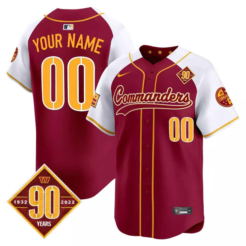Washington Commanders Burgundy Alternate Youth 90th Anniversary Patch Vapor Custom Jersey V2 | Stitched Fan Gear | For Youth, Men & Women