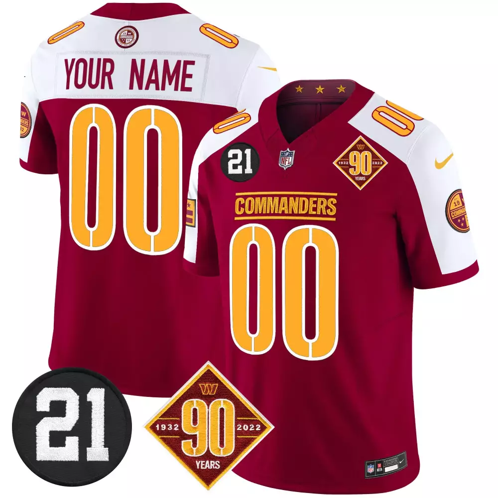 Washington Commanders Burgundy Alternate Youth 90th Anniversary Sean Taylor Patch Vapor Limited Custom Jersey | Stitched Fan Gear | For Youth, Men & Women
