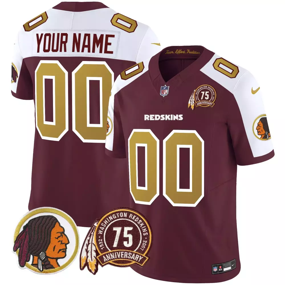 burgundy alternate youth washington redskins 75th patch throwback vapor limited custom jersey v2 all stitched