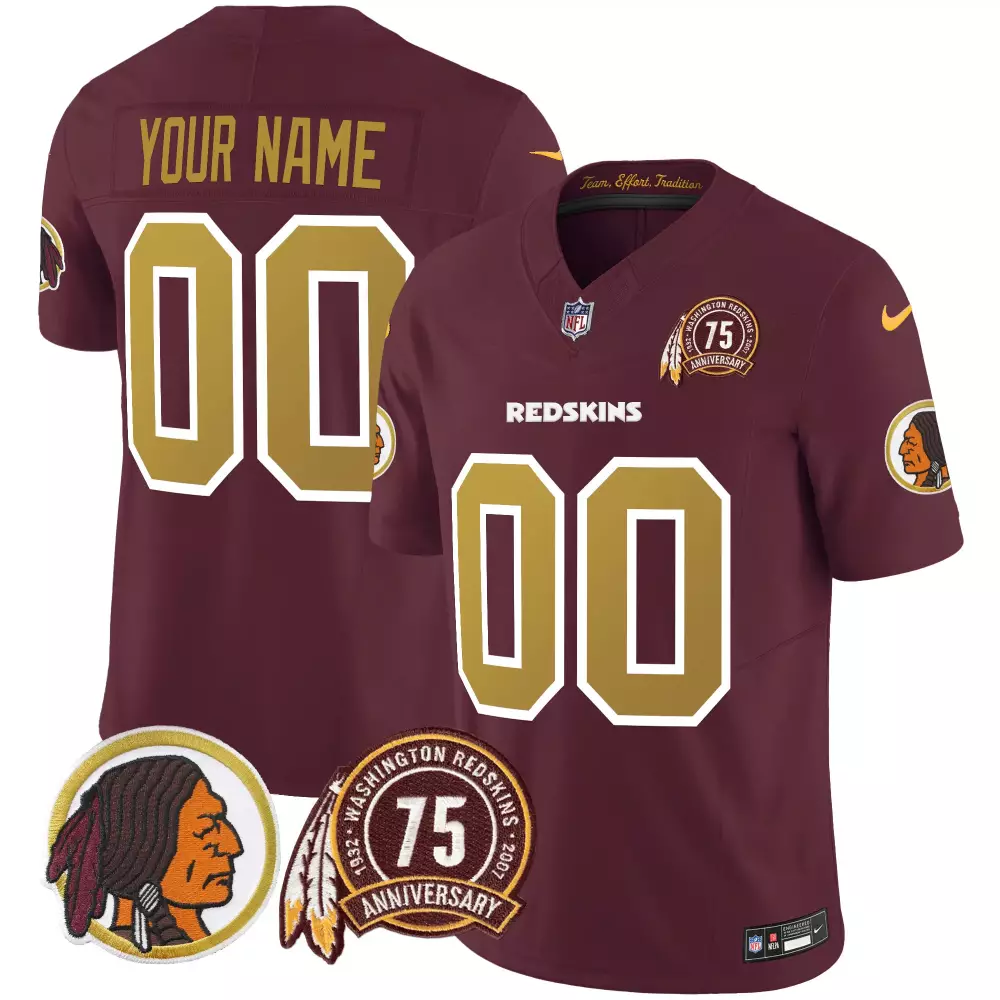 burgundy men washington redskins throwback 75th patch vapor limited custom jersey all stitched
