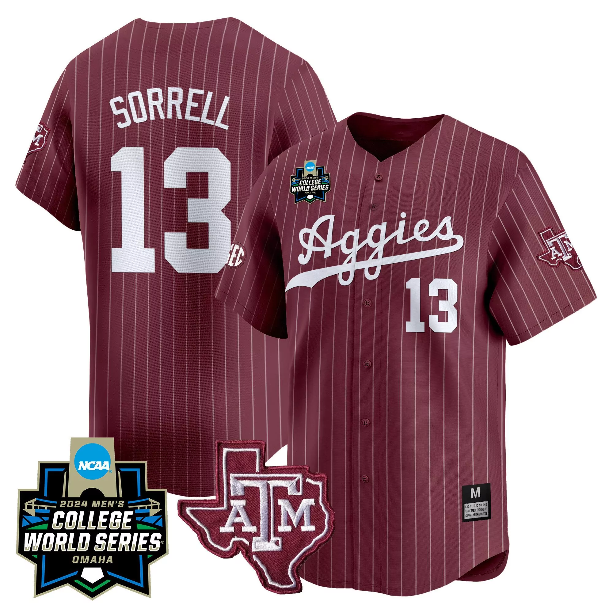 caden sorrell black gold womens texas am aggies 2024 college world series vapor premier limited jersey all stitched