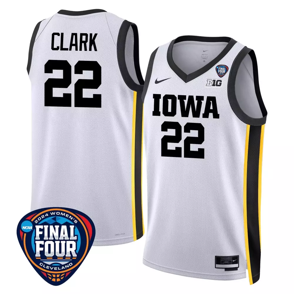 caitlin clark white gold mens size iowa hawkeyes 2024 final four baseball jersey women patch all stitched
