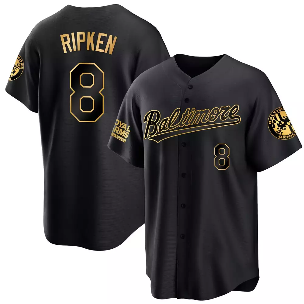 Cal Ripken Black Gold Baltimore Orioles 2023 Gold Cool Jersey | All Stitched | Men's Fan Gear | For Men, Women & Youth