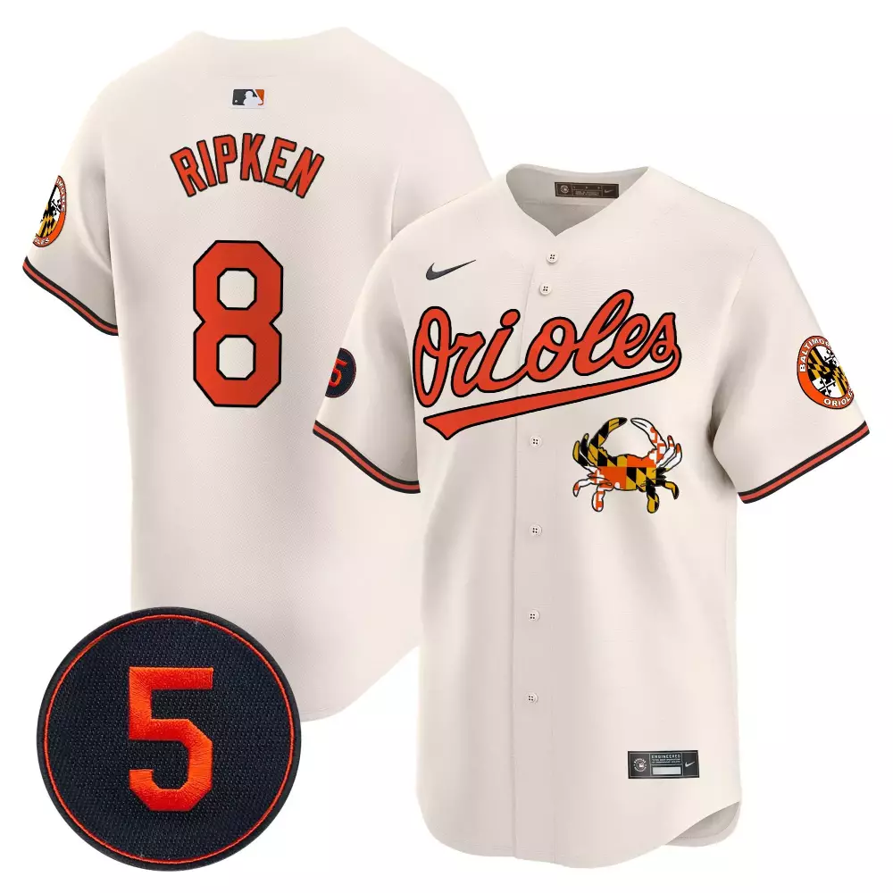 cal ripken cream men s baltimore orioles robinson patch vapor premier limited jersey v8 all stitched