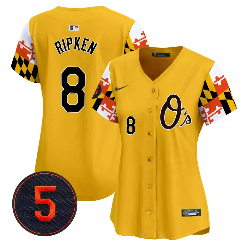 Cal Ripken Baltimore Orioles Gold Men's Limited Edition Jersey | Robinson Patch Vapor Premier | Fan Gear for Men, Women & Youth