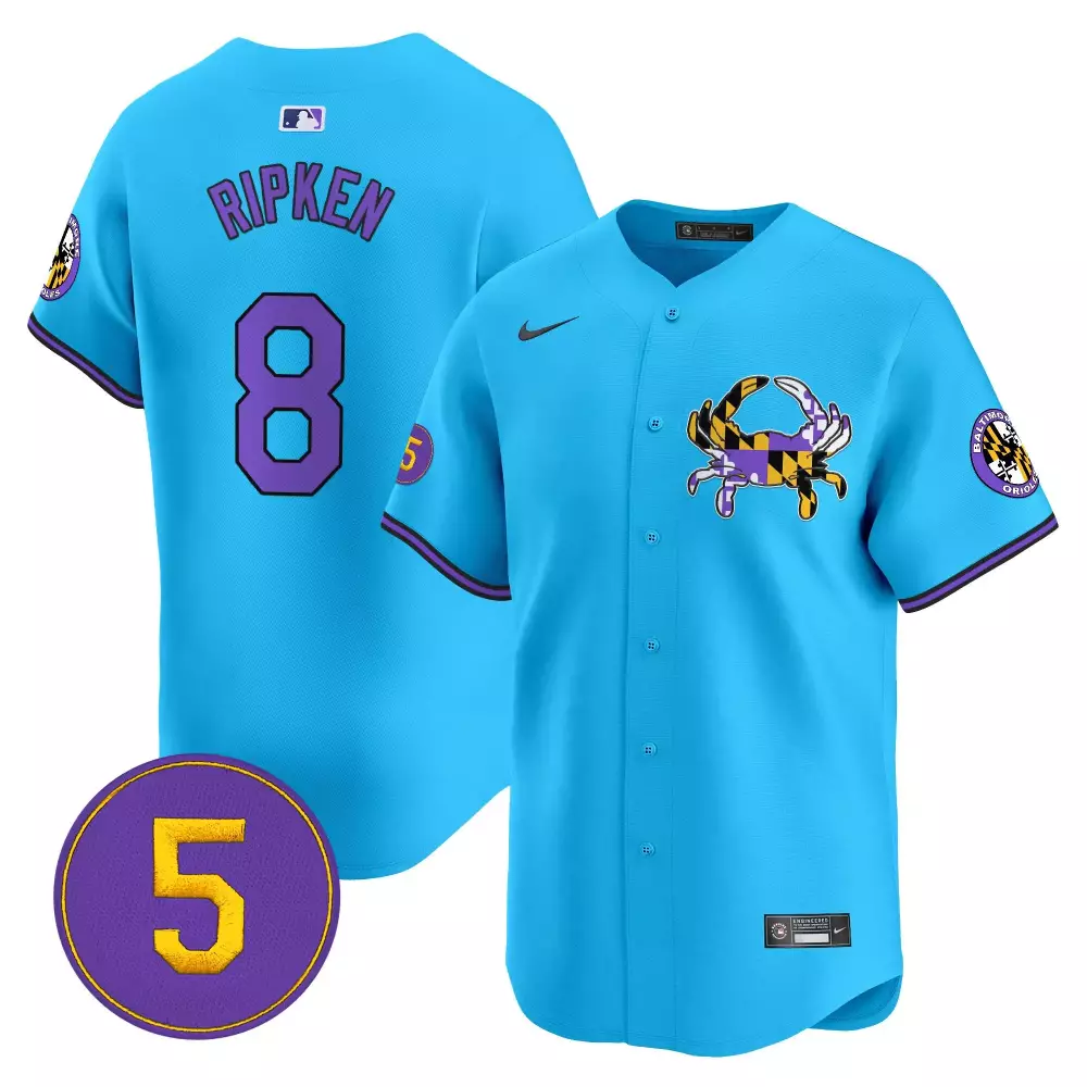 cal ripken light blue men s baltimore orioles purple vapor premier limited jersey all stitched