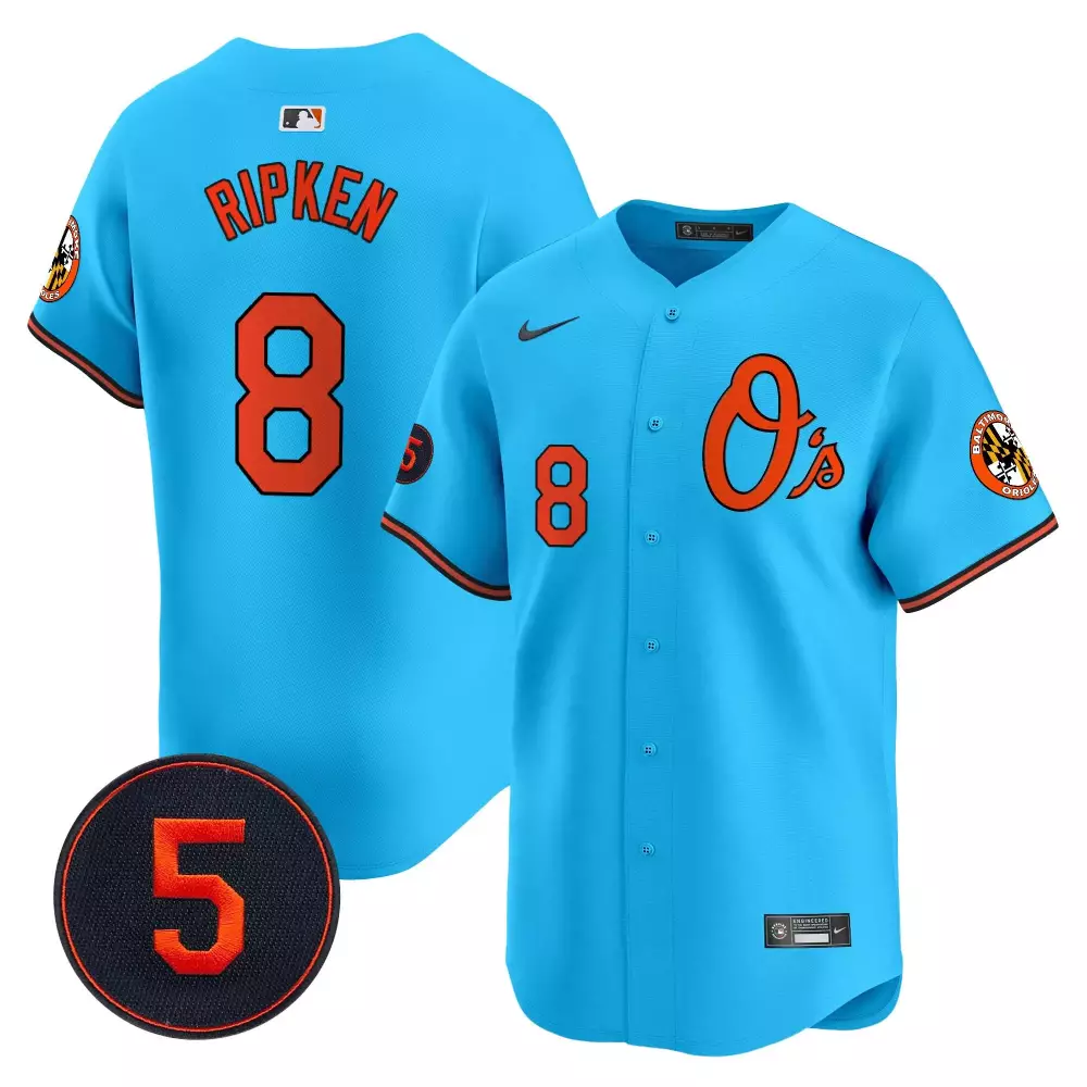 Cal Ripken Baltimore Orioles Light Blue Men's Robinson Patch Limited Edition Jersey V4 | Stitched Vapor Premier | Fan Gear for Men, Women & Youth