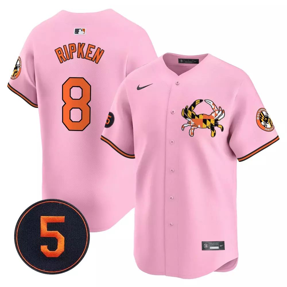 cal ripken light pink unisex baltimore orioles robinson patch vapor premier limited jersey v3 all stitched