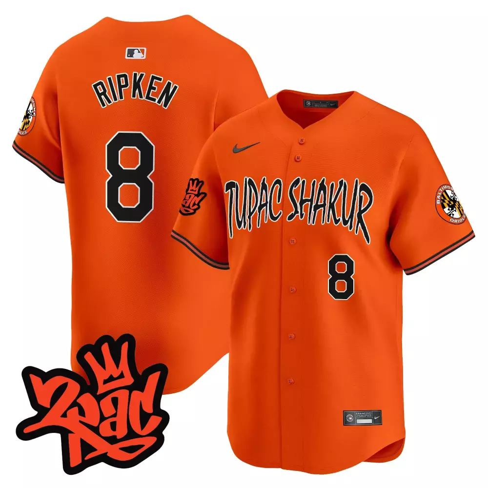 Cal Ripken Orange Men's Baltimore Orioles Jersey | Tupac Shakur Vapor Premier | Limited Edition Fan Gear | For Men, Women & Youth