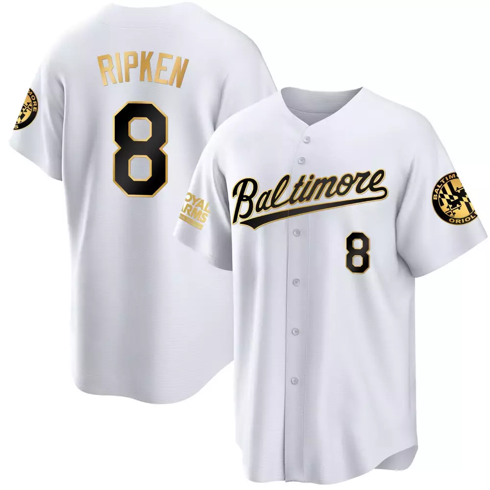cal ripken white gold mens baltimore orioles 2023 gold cool jersey all stitched