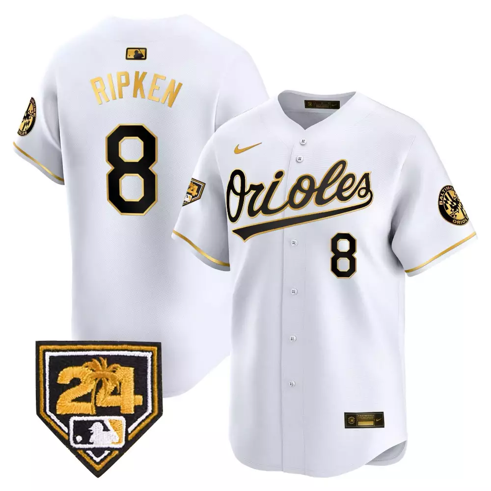 cal ripken white gold mens baltimore orioles 2023 gold cool jersey all stitched