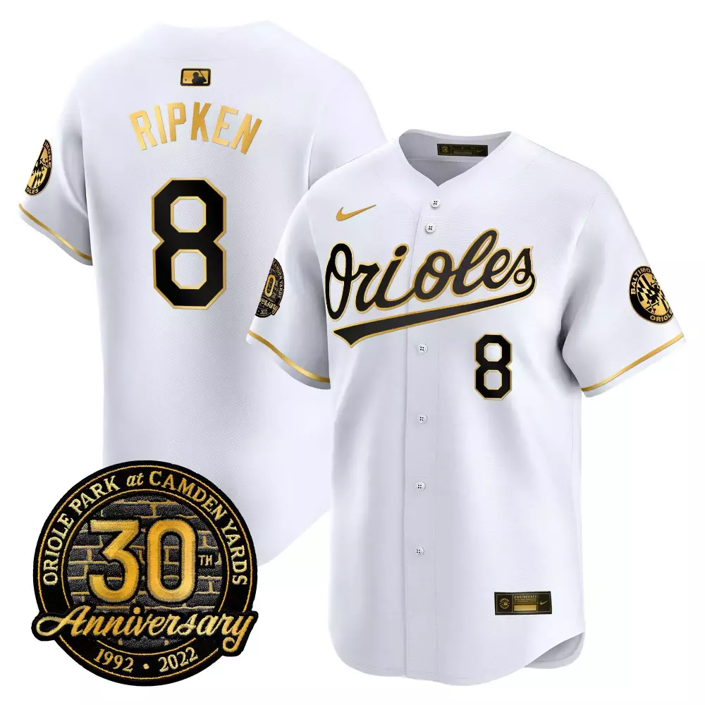 cal ripken white gold mens baltimore orioles 2023 gold cool jersey all stitched