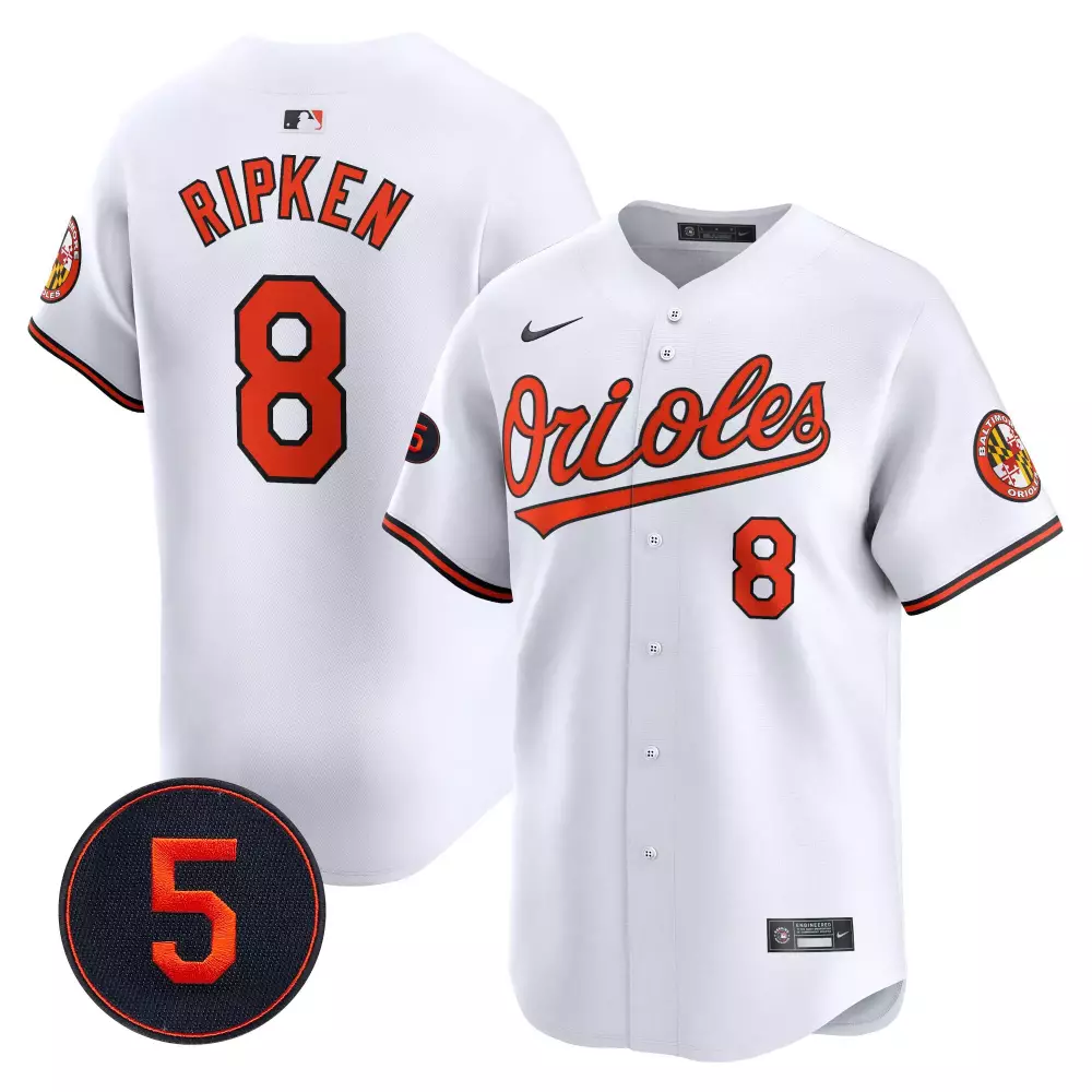cal ripken white mens baltimore orioles robinson patch cool base jersey all stitched