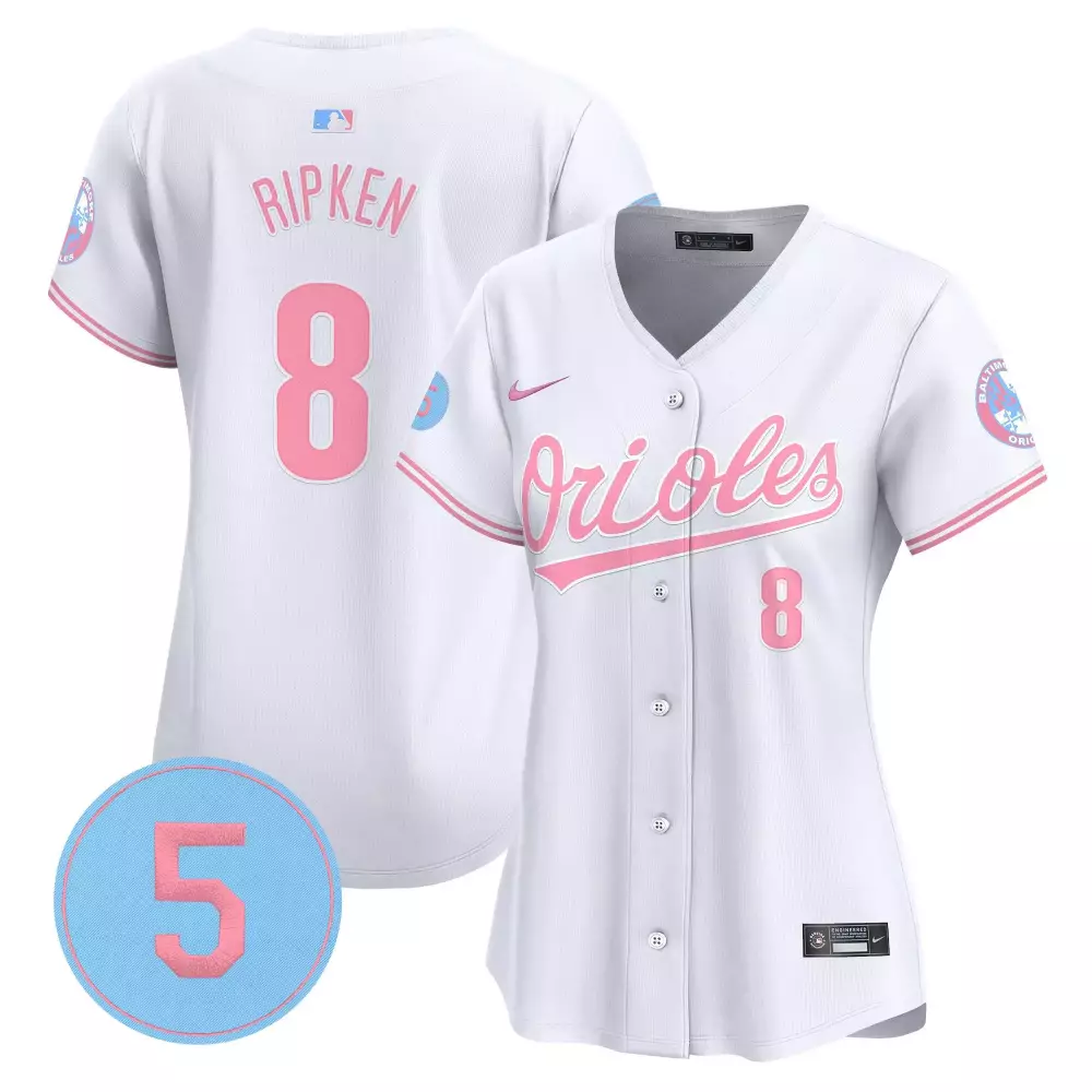 cal ripken white women s baltimore orioles bubblegum pink robinson patch vapor premier limited jersey all stitched