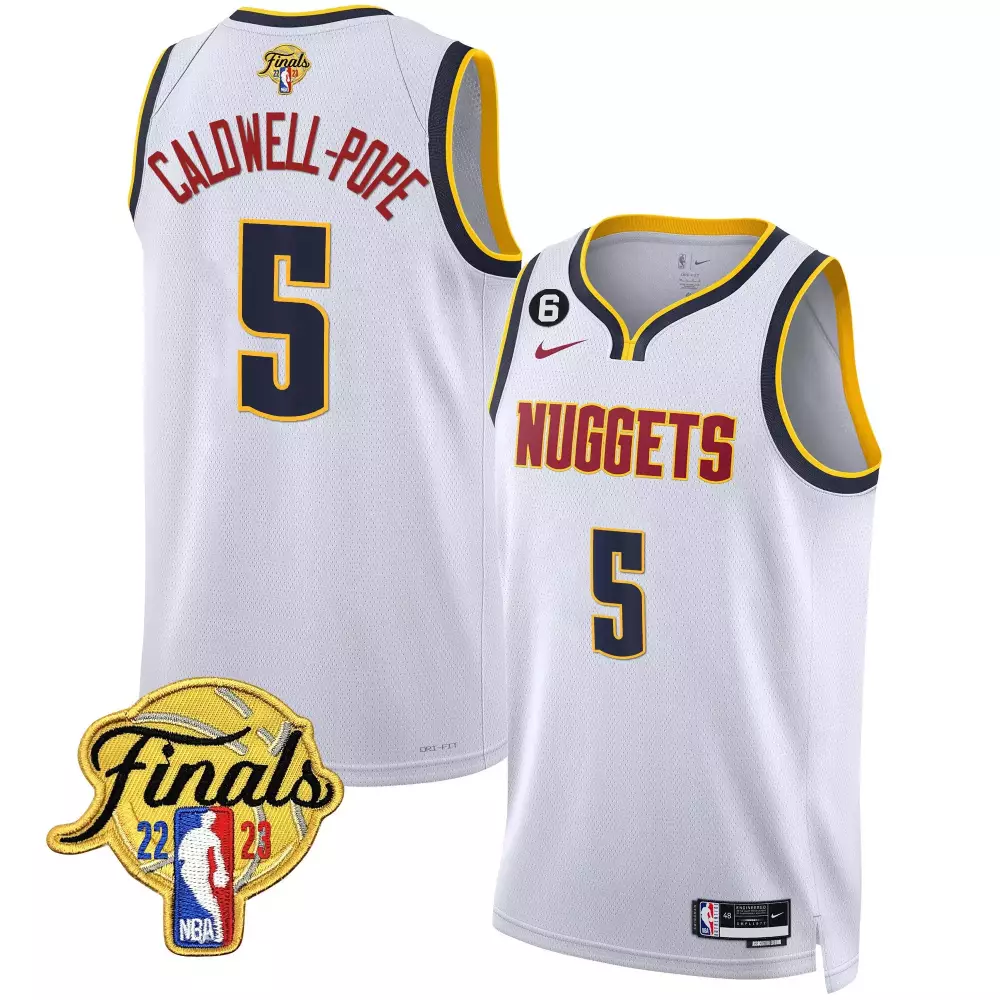 caldwellpope association mens denver nuggets 2023 finals patch gold jersey all stitched