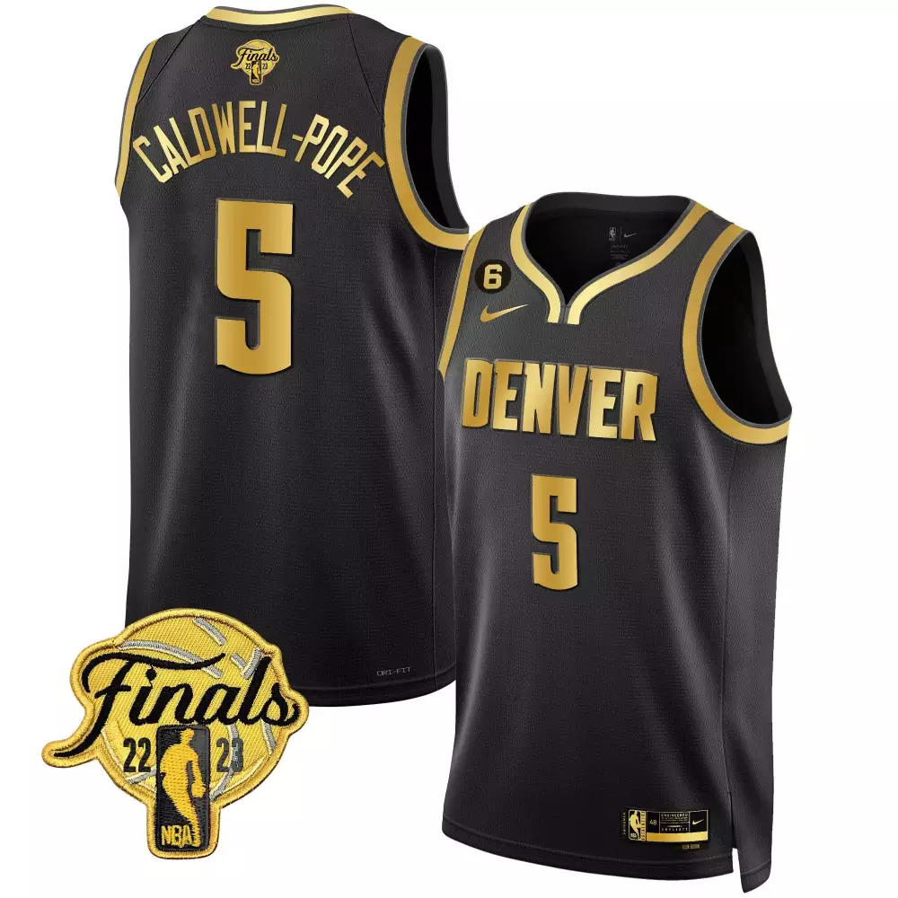 caldwellpope black gold mens denver nuggets 2023 finals champions patch jersey v2 all stitched