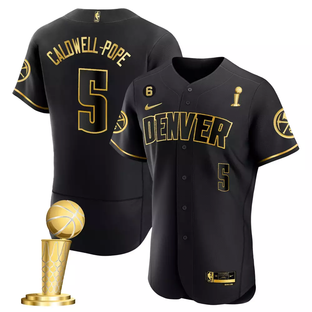 caldwellpope black gold youths denver nuggets 2023 champions flex base jersey all stitched