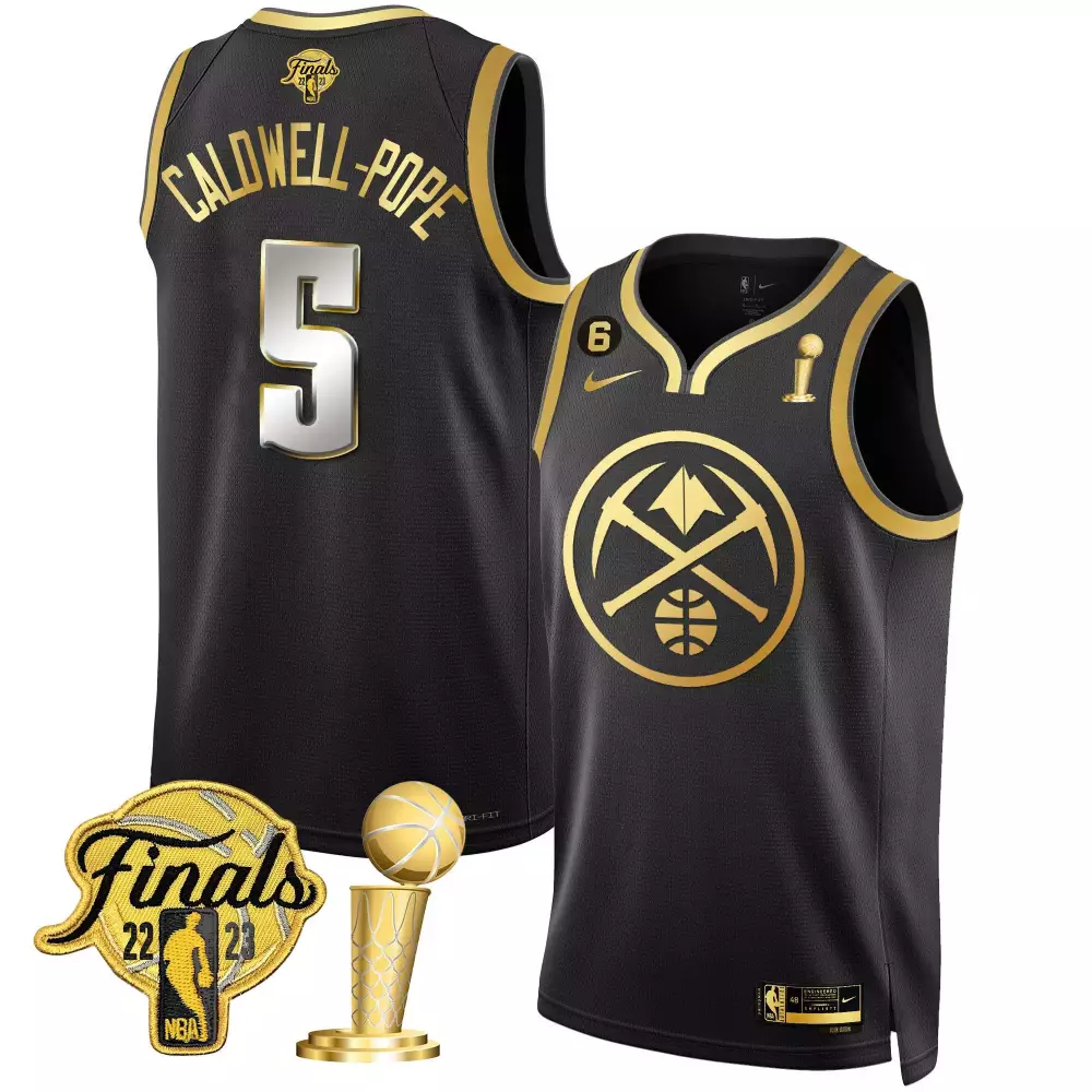 caldwellpope black limited mens denver nuggets 2023 finals champions patch gold special jersey all stitched