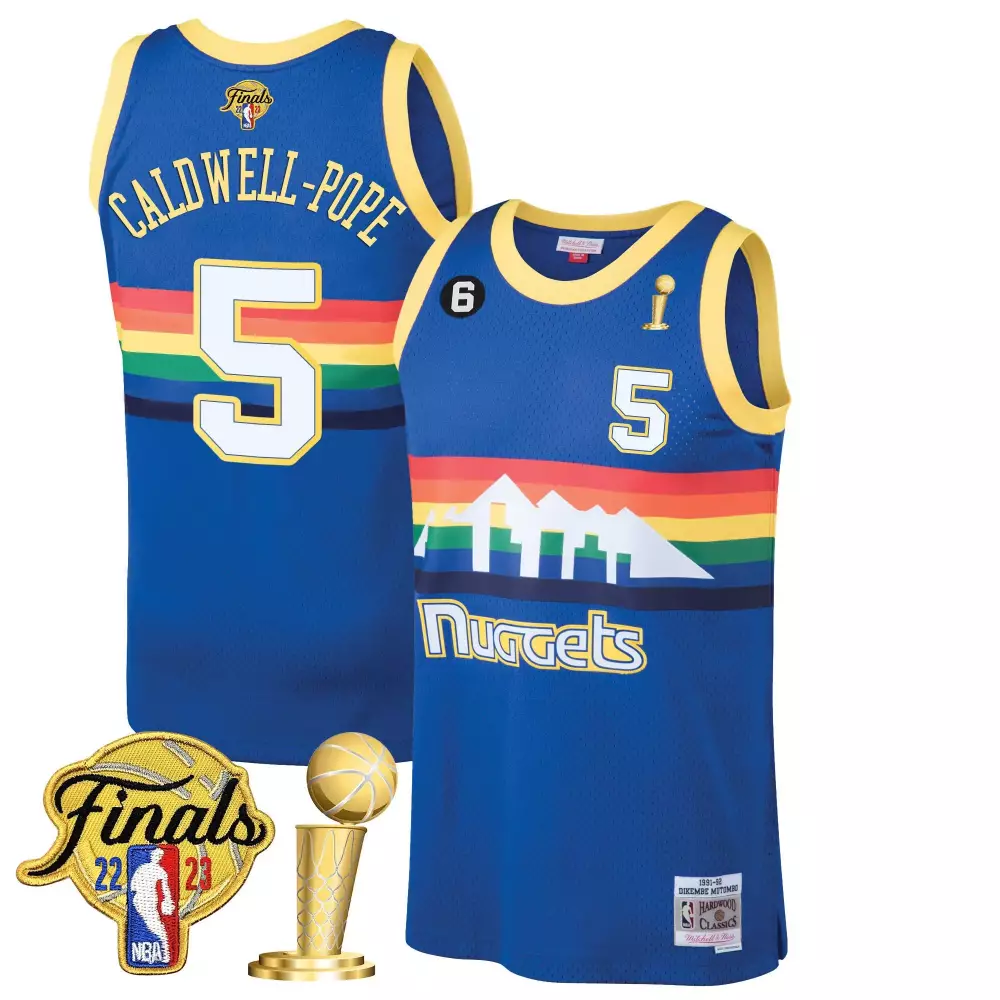 caldwellpope blue classic mens denver nuggets 2023 finals champions patch jersey all stitched