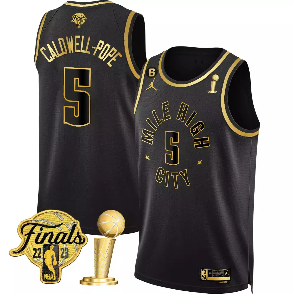 caldwellpope statement black mens denver nuggets 2023 finals champions patch gold jersey all stitched