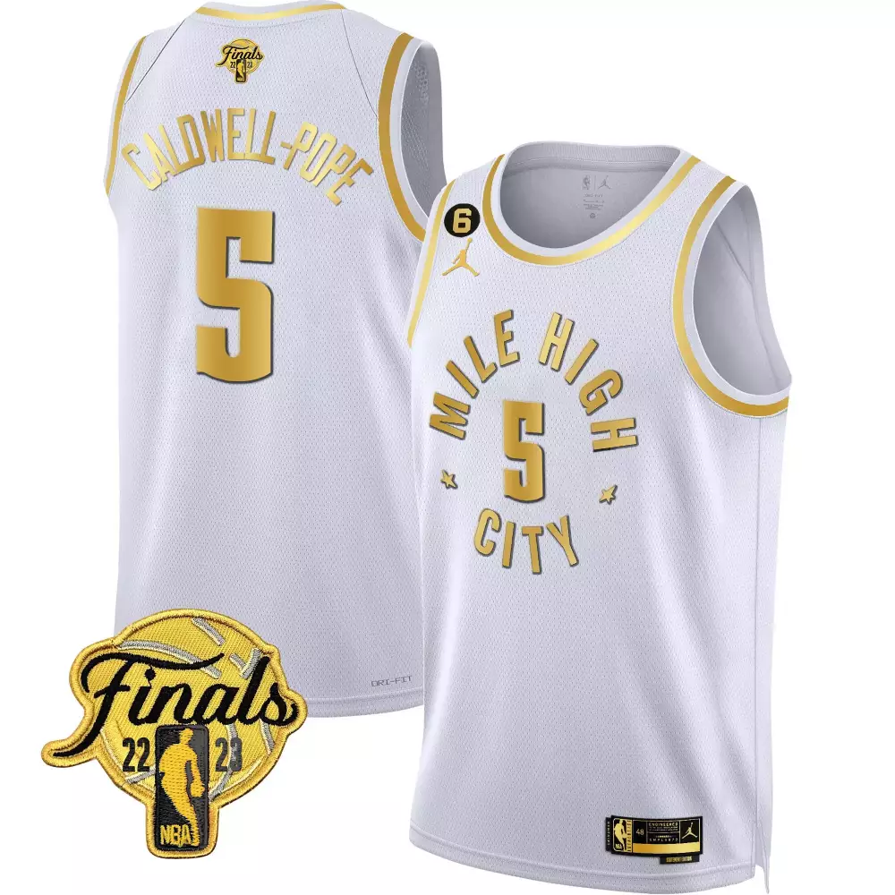 caldwellpope statement white mens denver nuggets 2023 finals patch black white gold jersey all stitched