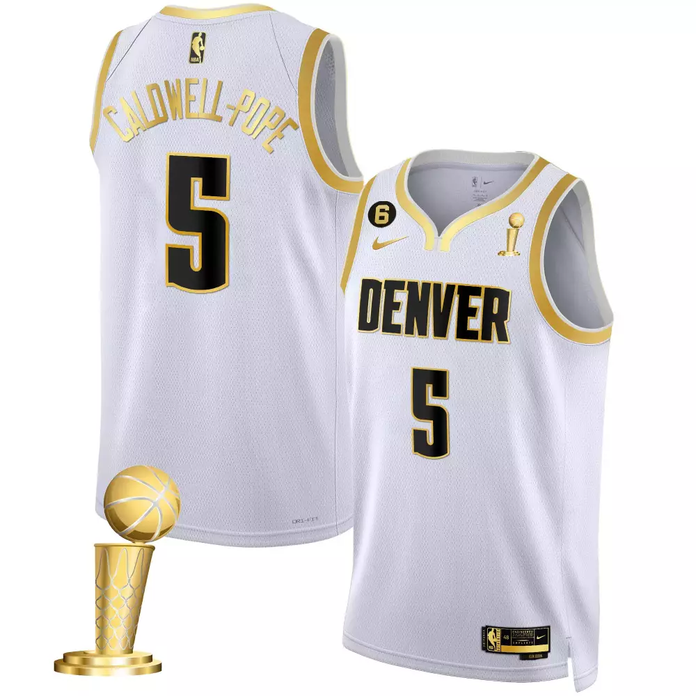 caldwellpope white gold mens denver nuggets 2023 champions jersey collection all stitched
