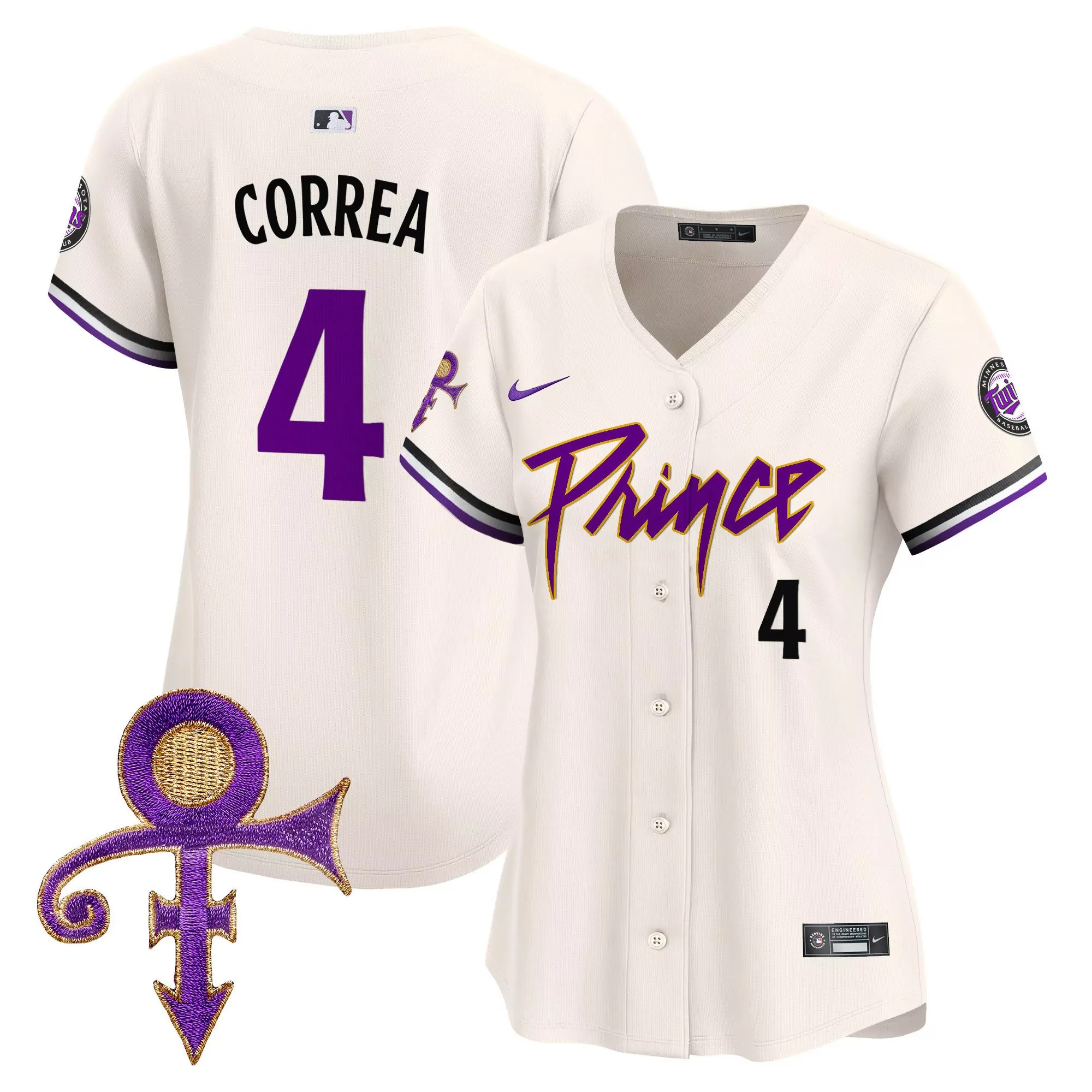carlos correa cream womens minnesota twins prince patch vapor premier limited jersey all stitched