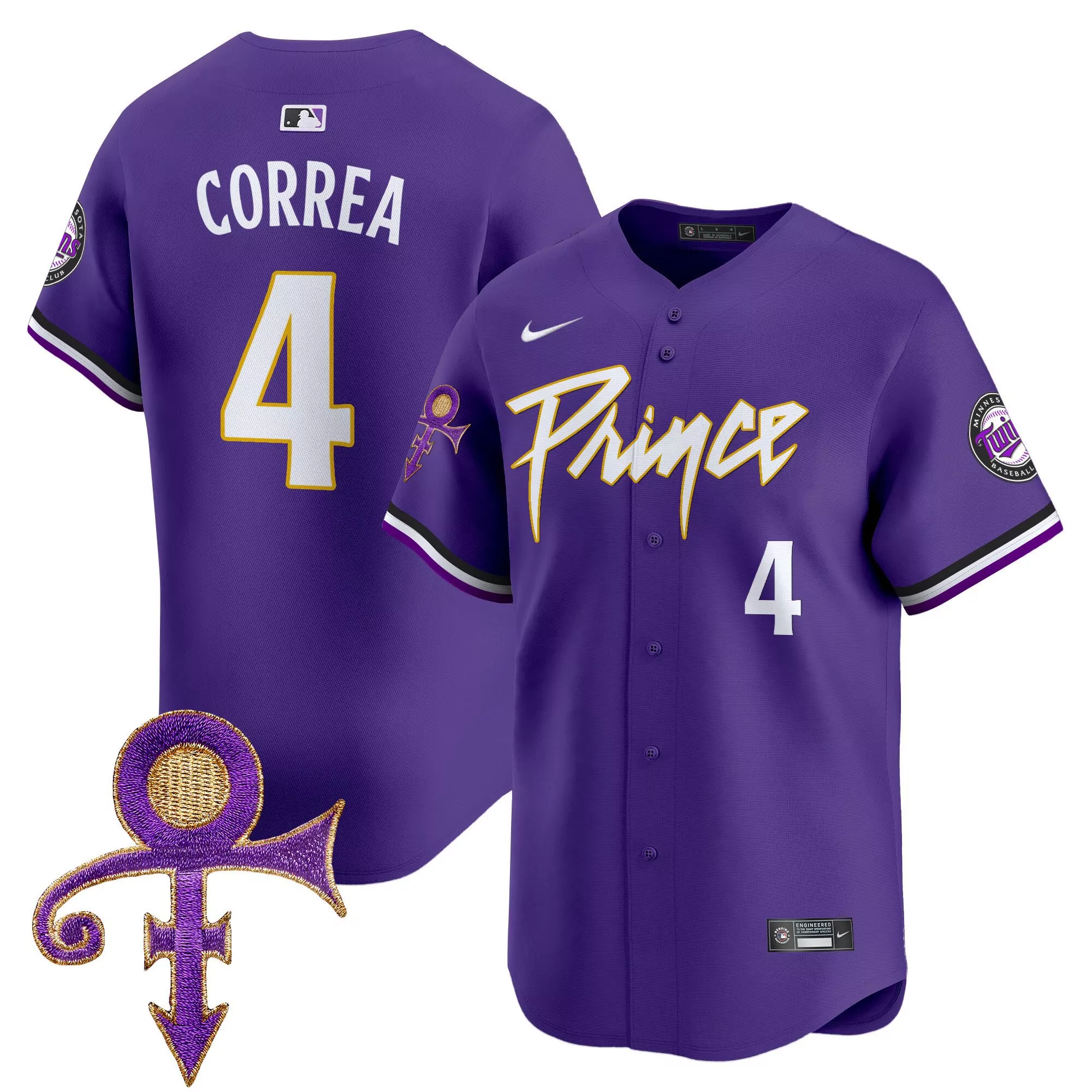 carlos correa purple mens minnesota twins prince patch vapor premier limited jersey all stitched