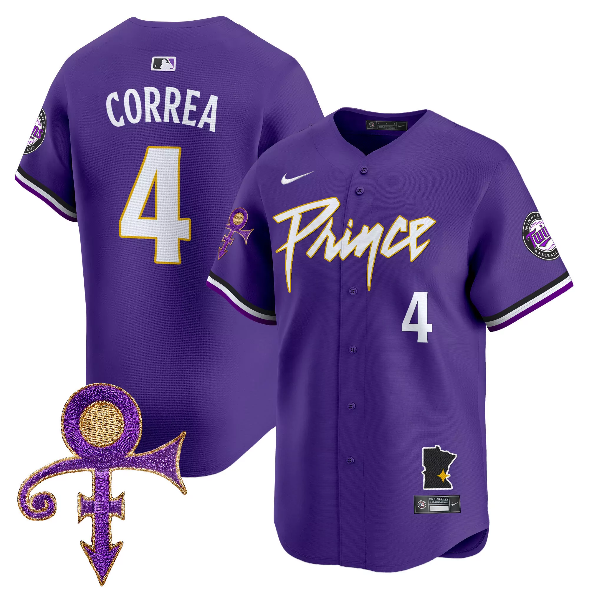 carlos correa purple mens minnesota twins prince patch vapor premier limited jersey all stitched