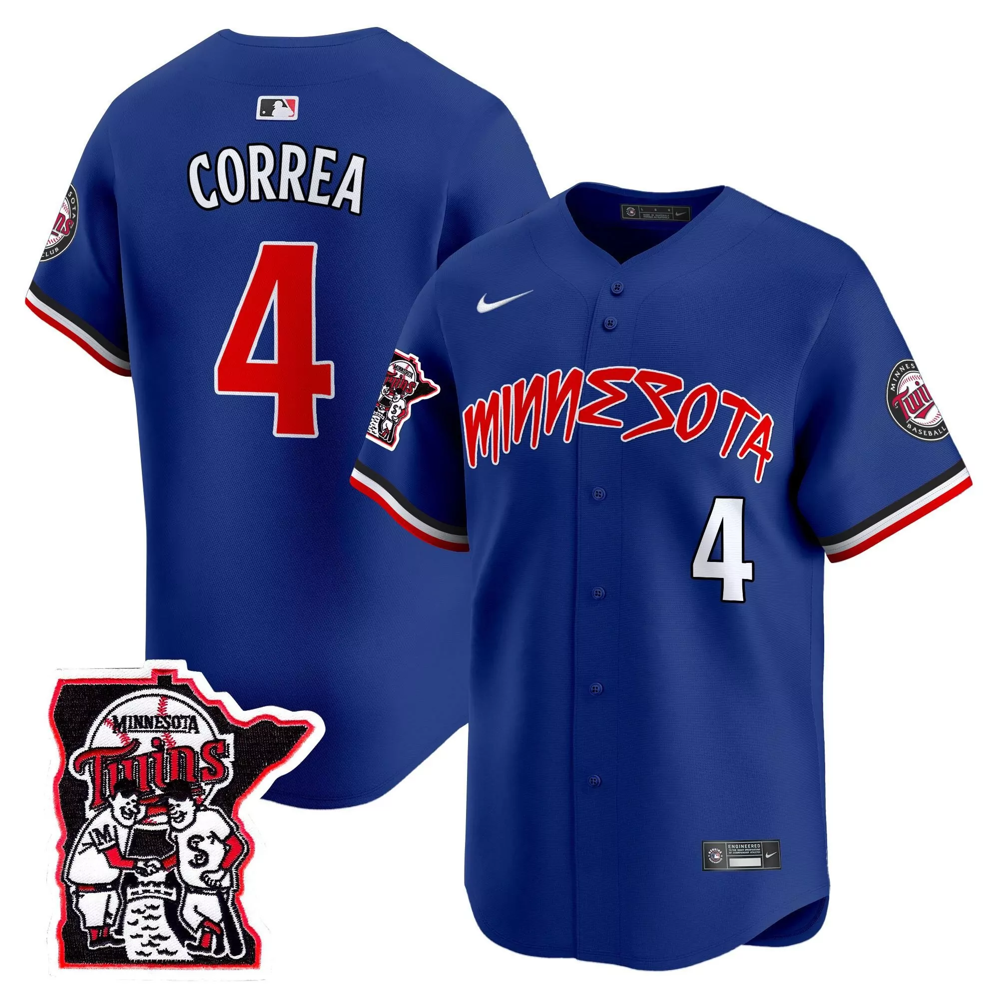 carlos correa royal mens minnesota twins shaking hands patch vapor premier limited jersey all stitched