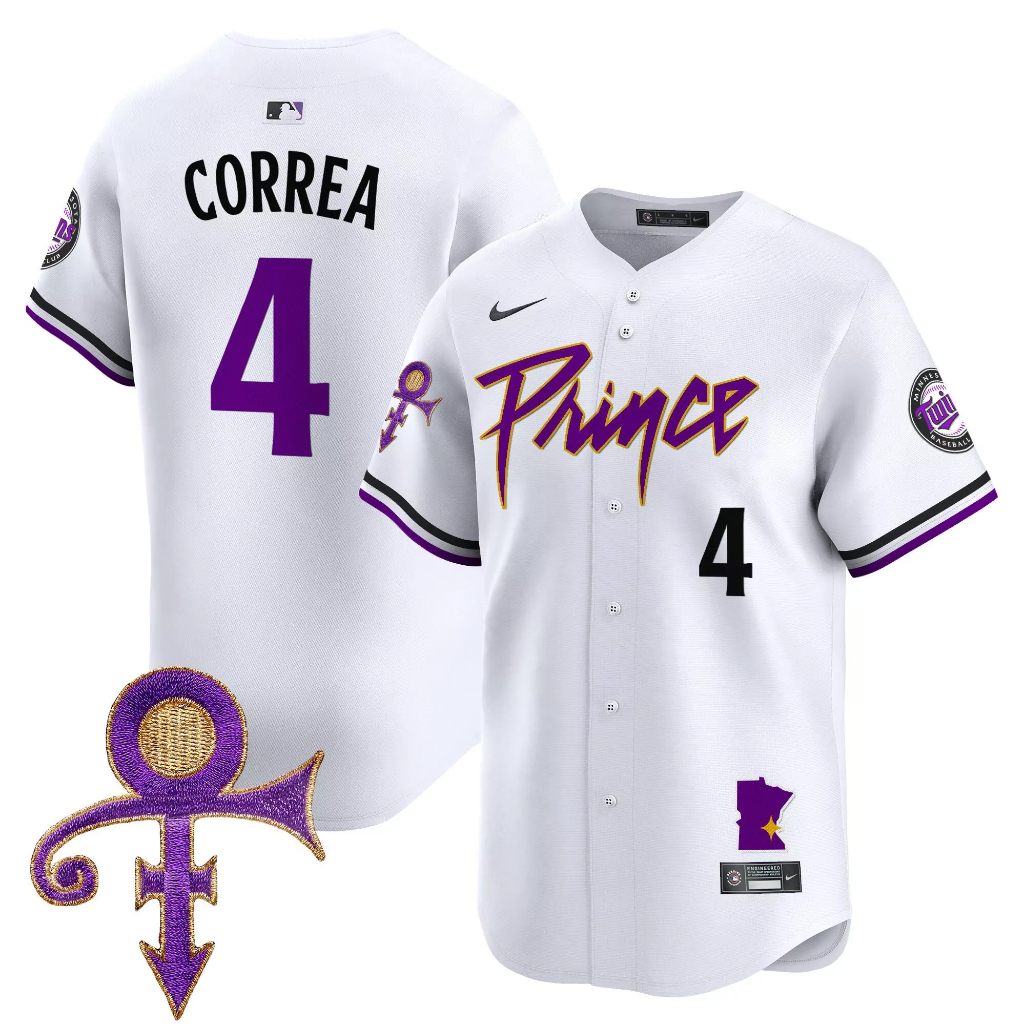 carlos correa white mens minnesota twins prince patch vapor premier limited jersey v2 all stitched