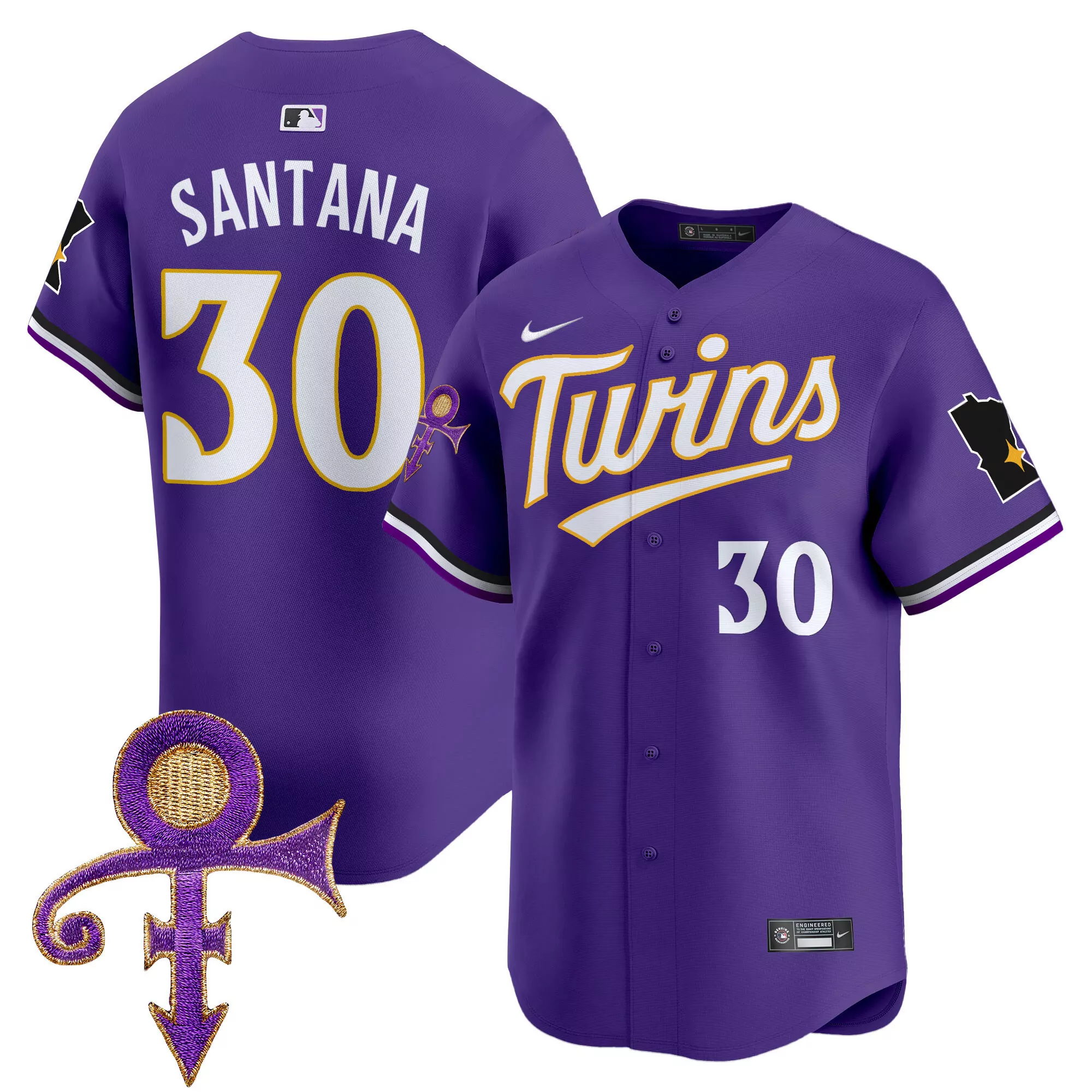 carlos santana purple mens minnesota twins prince patch vapor premier limited jersey v2 all stitched