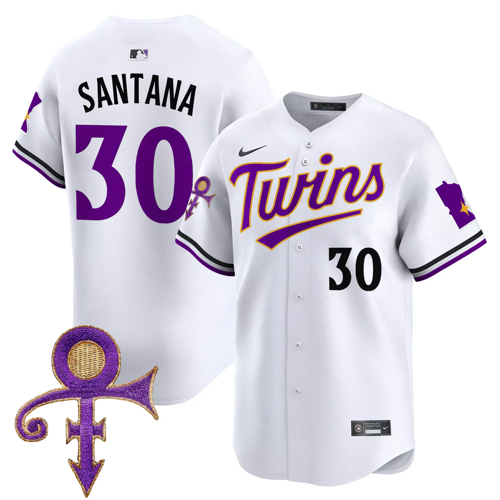 carlos santana white mens minnesota twins prince patch vapor premier limited jersey v3 all stitched