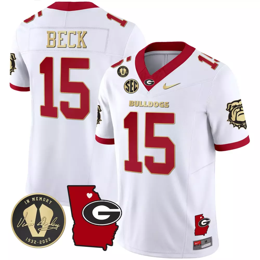 carson beck red youths georgia bulldogs 2023 color sleeves jersey all stitched