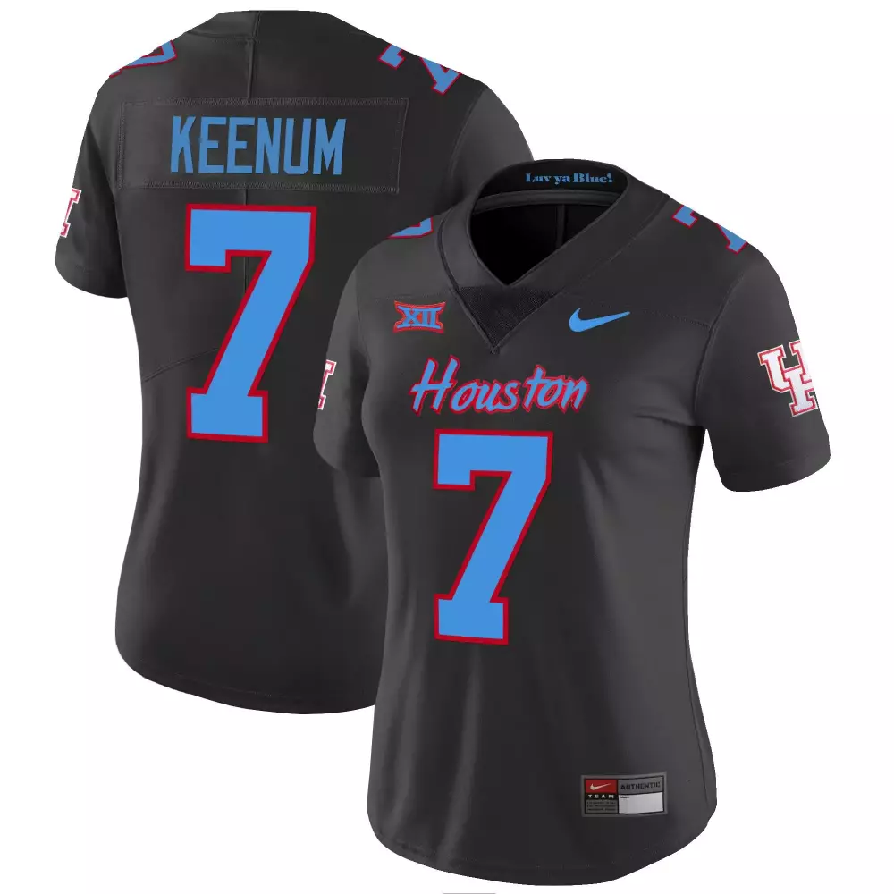 case keenum black womens houston cougars 2023 oilers inspired vapor jersey v3 all stitched
