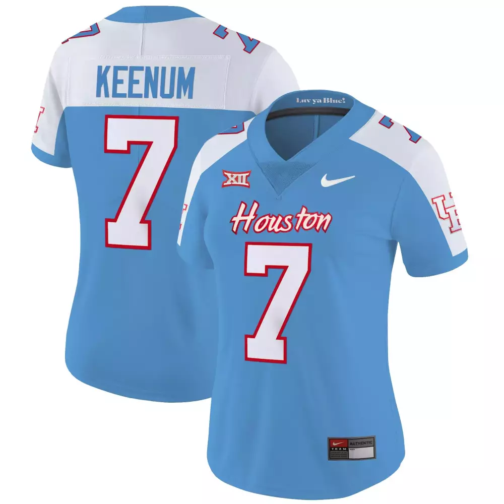case keenum blue alternate womens houston cougars 2023 oilers inspired vapor jersey v4 all stitched