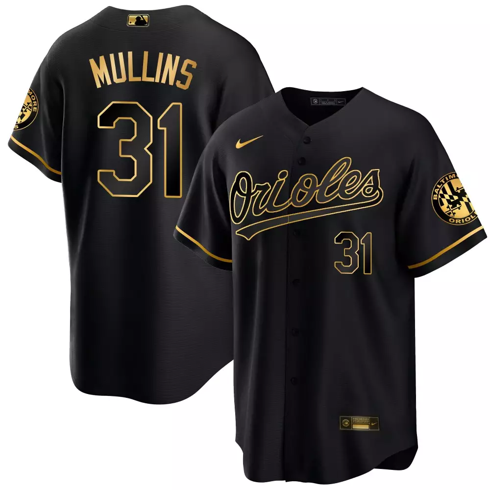 cedric mullins black gold mens baltimore orioles 2023 special gold cool jersey all stitched