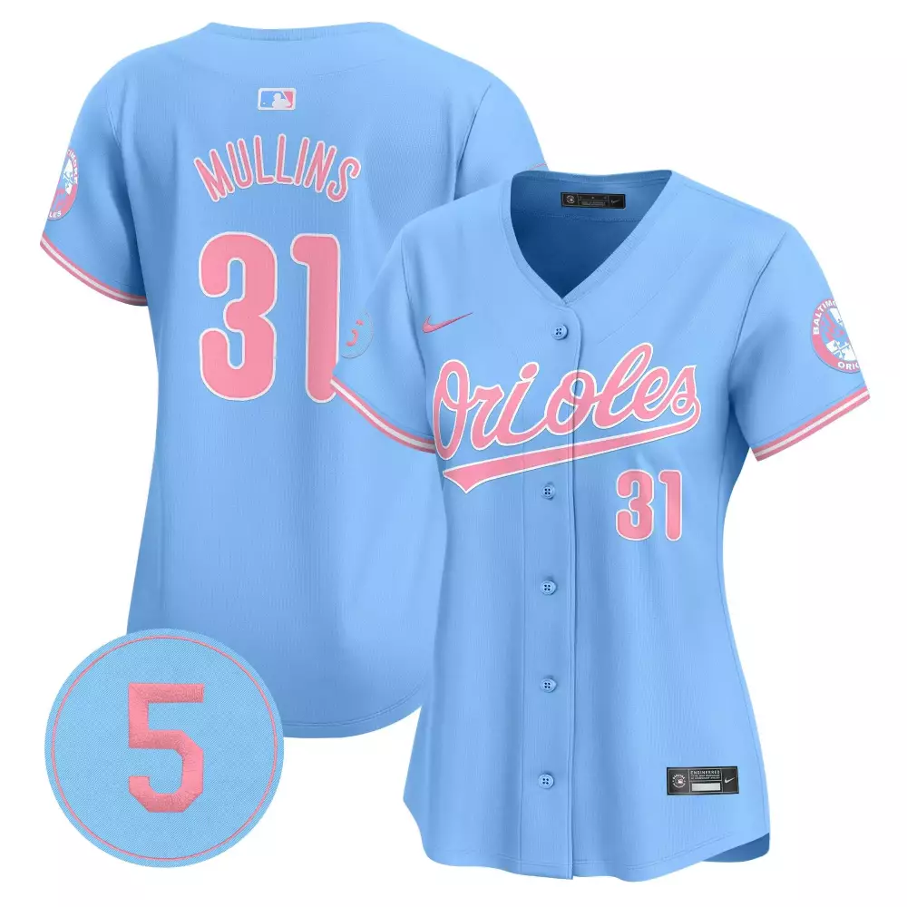 cedric mullins light blue unisex baltimore orioles bubblegum pink robinson patch vapor premier limited jersey all stitch