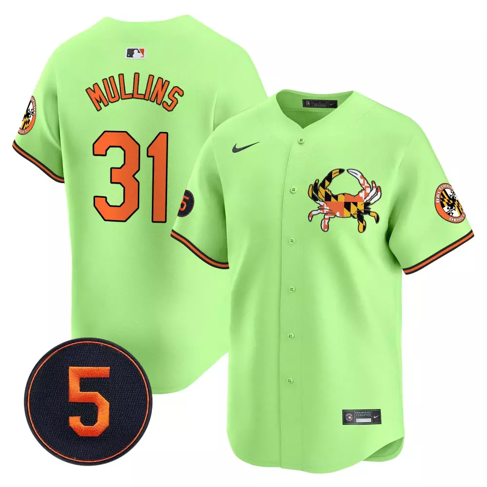 cedric mullins light green unisex baltimore orioles robinson patch vapor premier limited jersey v3 all stitched