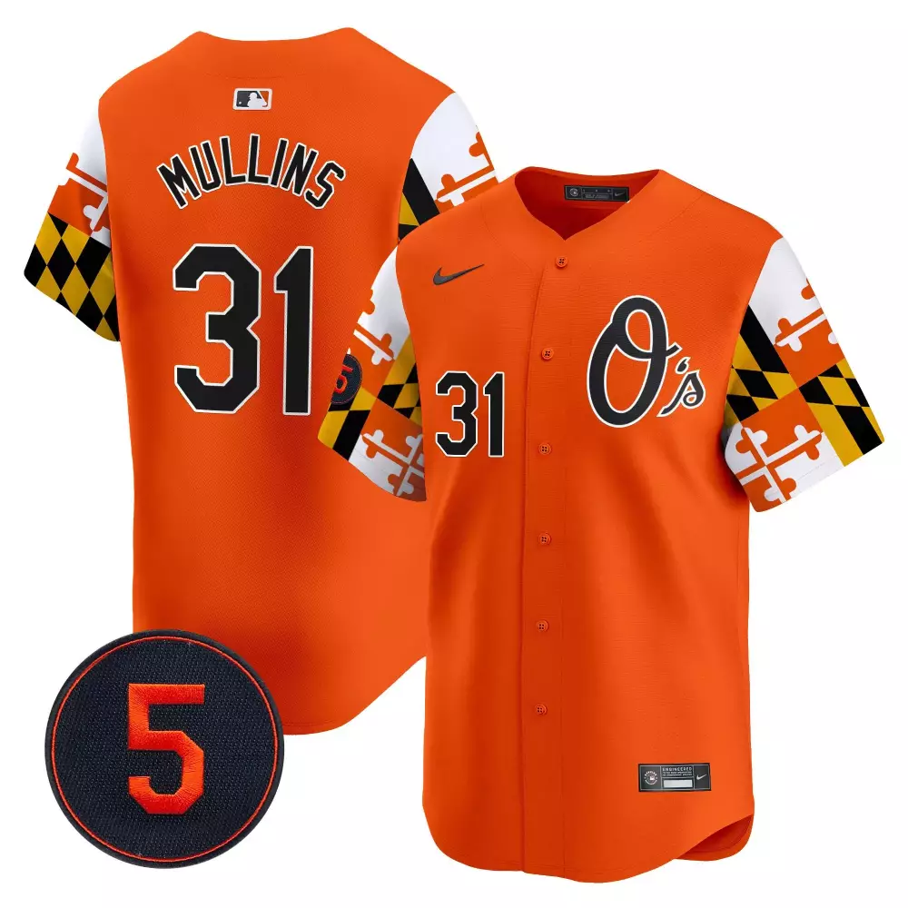 cedric mullins orange men s baltimore orioles robinson patch vapor premier limited jersey v5 all stitched