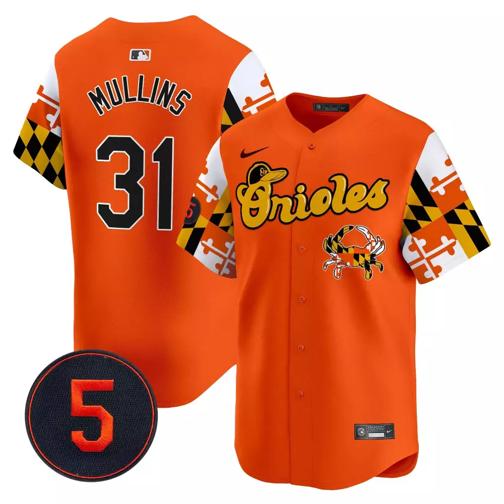 Cedric Mullins Orange Baltimore Orioles Robinson Patch Jersey V7 | Vapor Premier Limited Edition | Fan Gear for Men, Women & Youth
