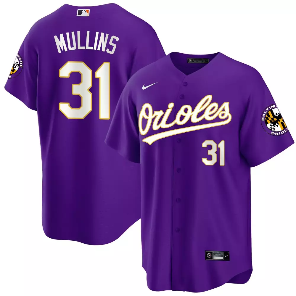 cedric mullins purple gold womens baltimore orioles robinson patch vapor premier limited jersey all stitched