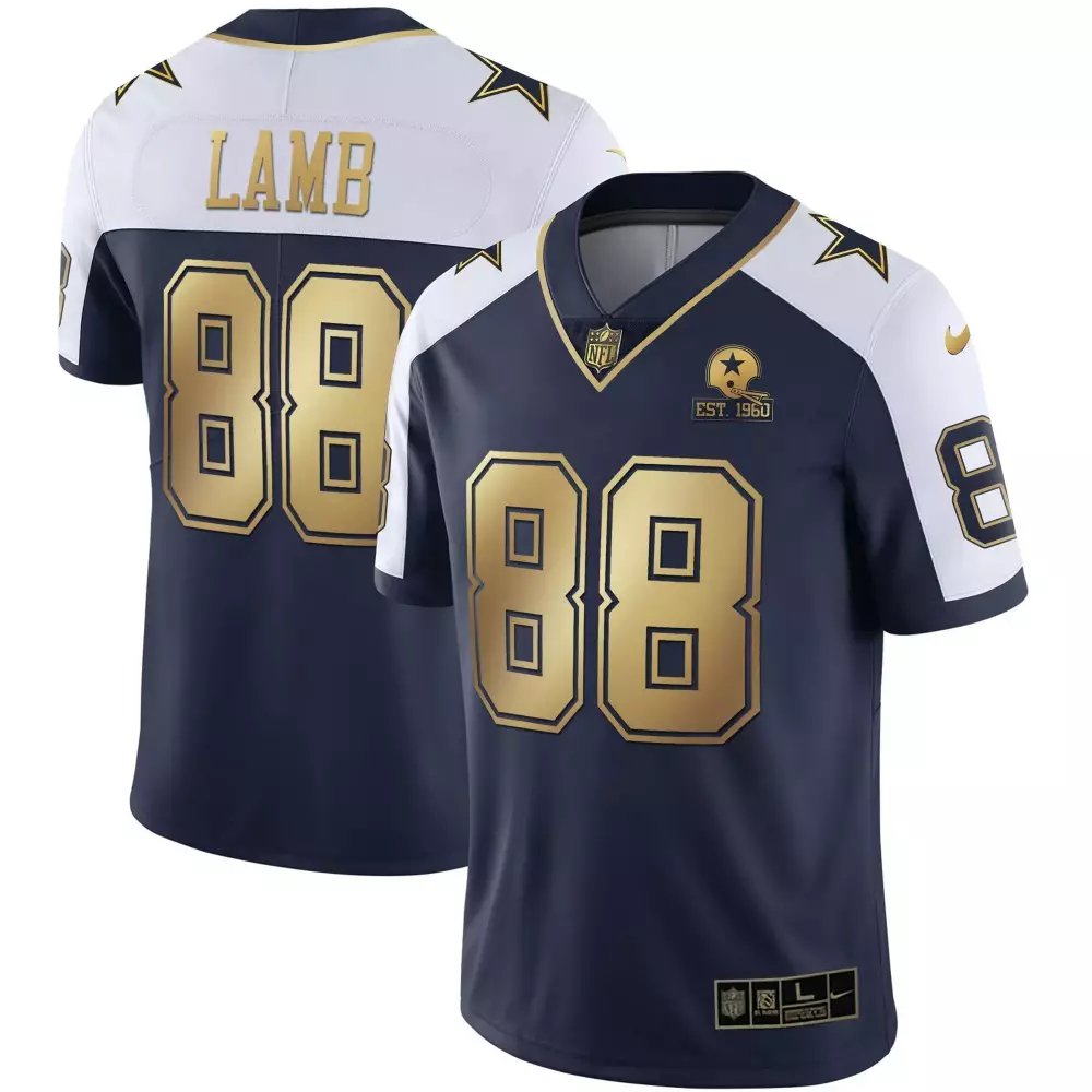 ceedee lamb men dallas cowboys alternate vapor navy gold limited all stitched
