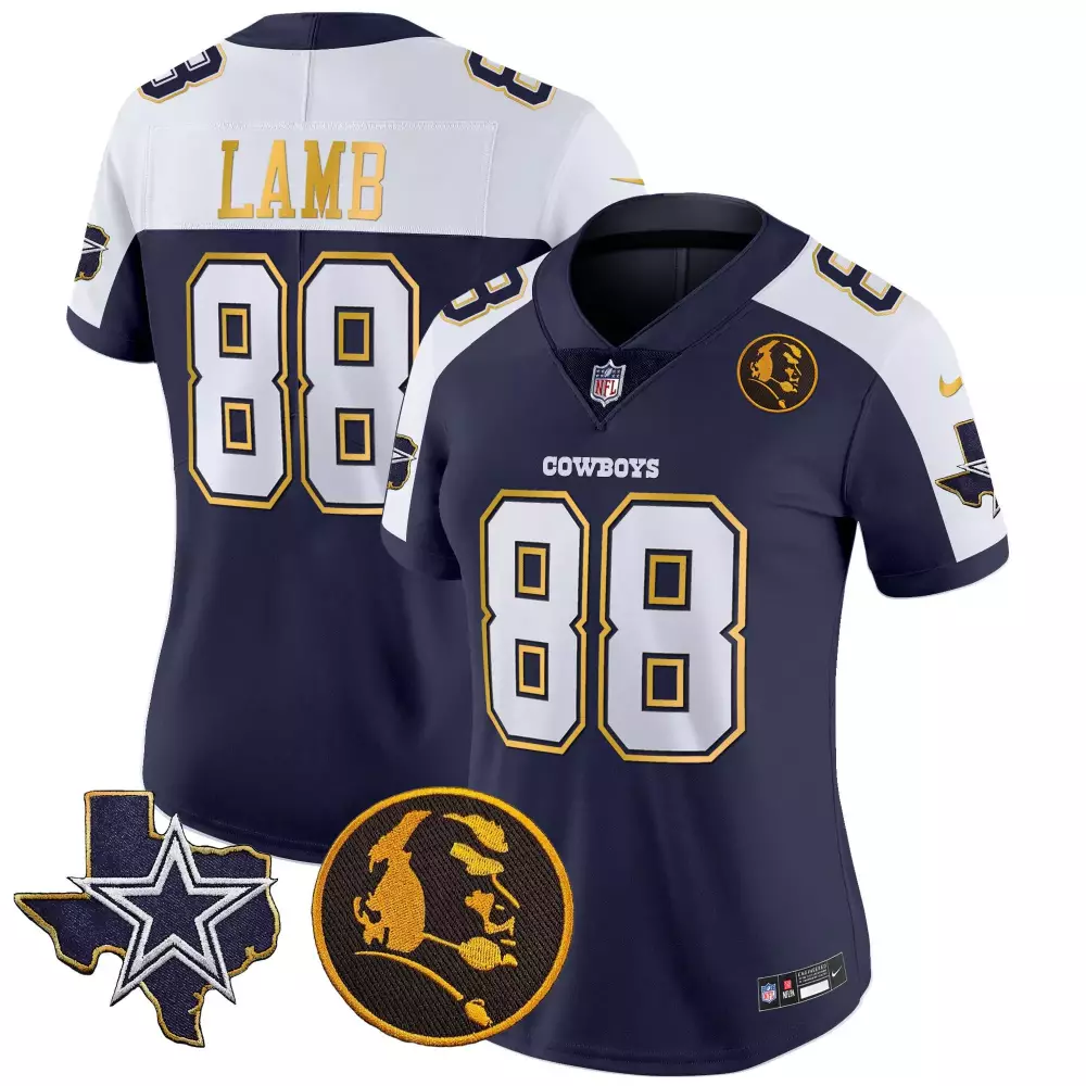 ceedee lamb navy alternate mens dallas cowboys texas patch gold trim vapor jersey all stitched