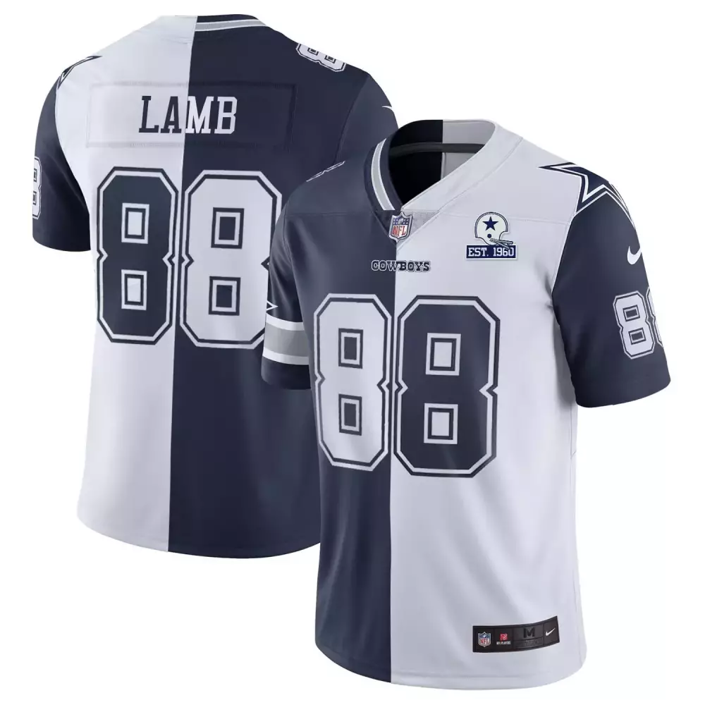 Ceedee Lamb Split Men's Dallas Cowboys Gold Split Vapor Est 1960 Patch Jersey | All Stitched Fan Gear | For Men, Women & Youth