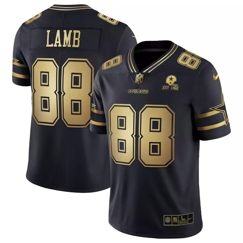 Ceedee Lamb Vapor Gold Men's Dallas Cowboys Black Gold Collection Jersey | All Stitched Fan Gear | For Men, Women & Youth
