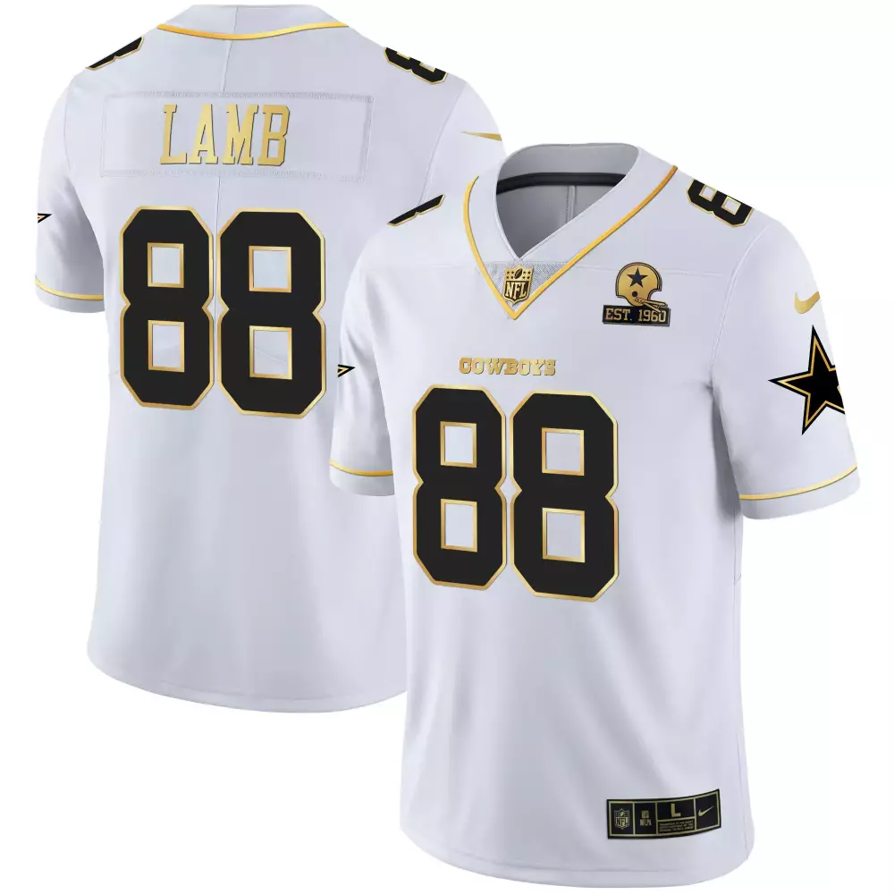 ceedee lamb white gold mens dallas cowboys black white gold vapor limited all stitched