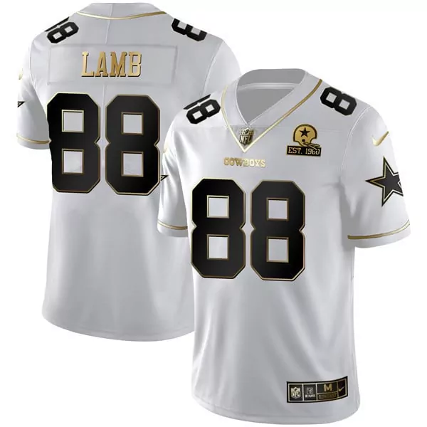 ceedee lamb white gold mens dallas cowboys black white gold vapor limited all stitched