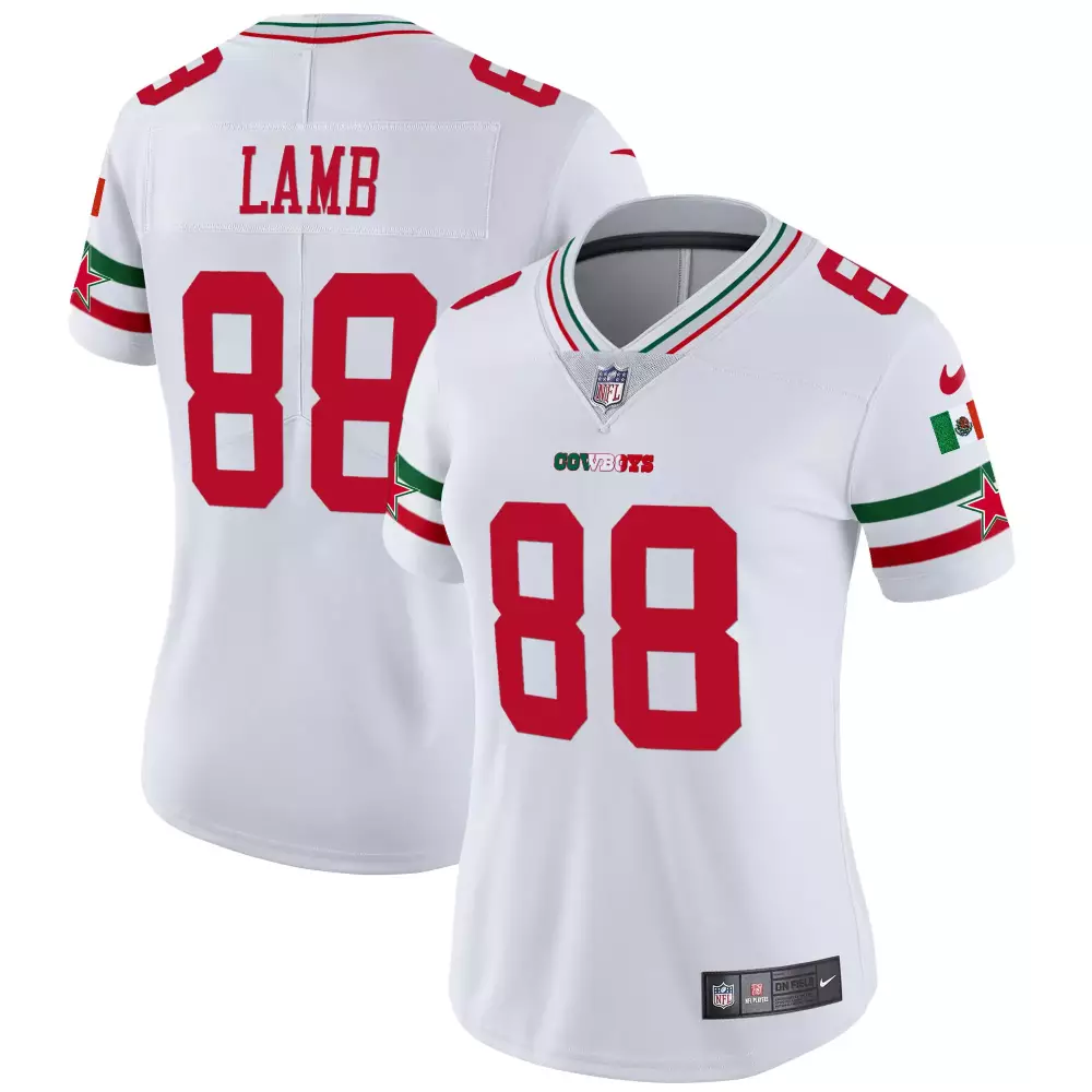 ceedee lamb white womens dallas cowboys 2023 nfc east champions patch vapor jersey all stitched